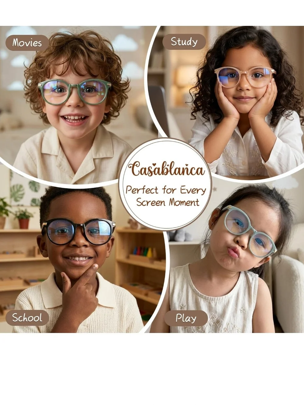 Kids Blue Light Blocking Glasses for Children - Pink Frame